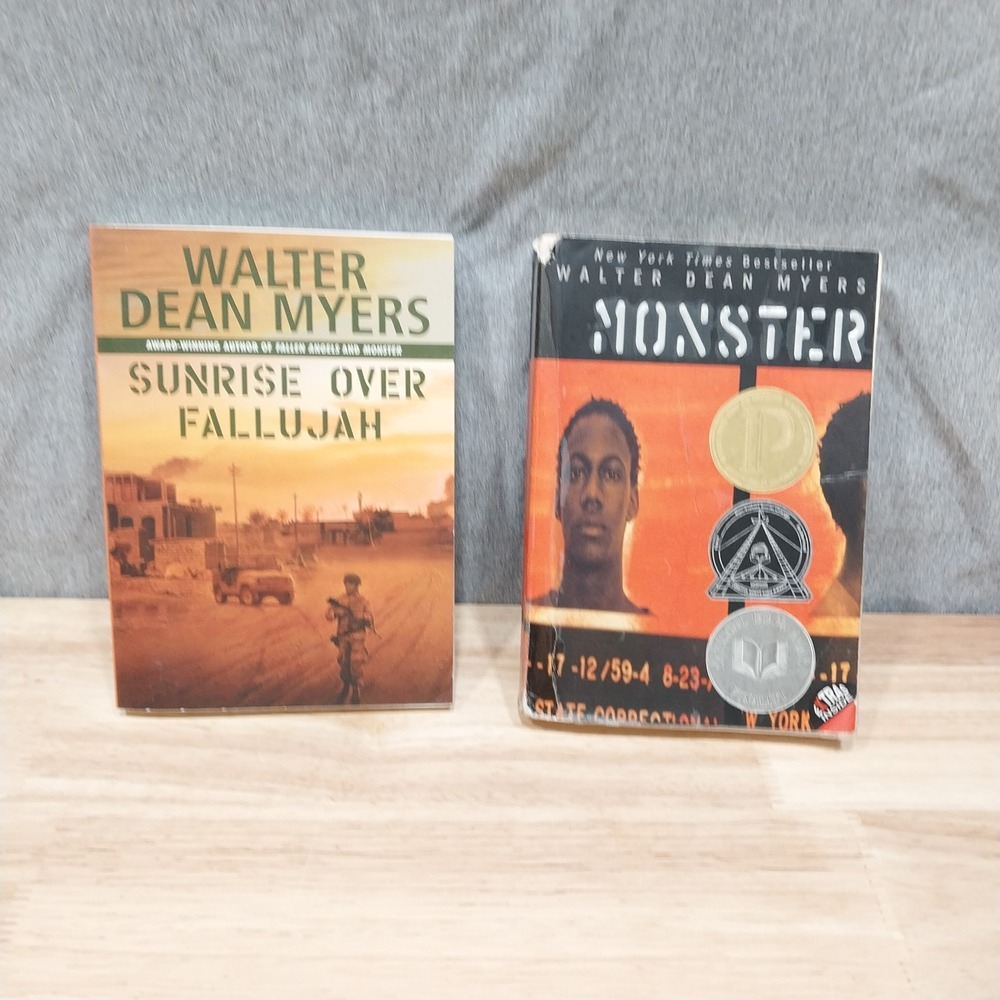 Walter Dean Myers Young Adult Book Lot Monster Sunrise Over Fallujah 2pc Orange
